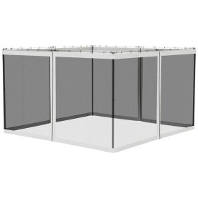Outsunny 10' X 12' Replacement Mesh Sidewall Netting For Patio Gazebos And Canopy Tents With Zippers